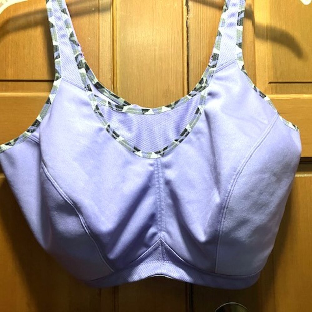 Glamorise Women's No-bounce Camisole Sports Bra Wirefree PURPLE/black. Sz 46 G